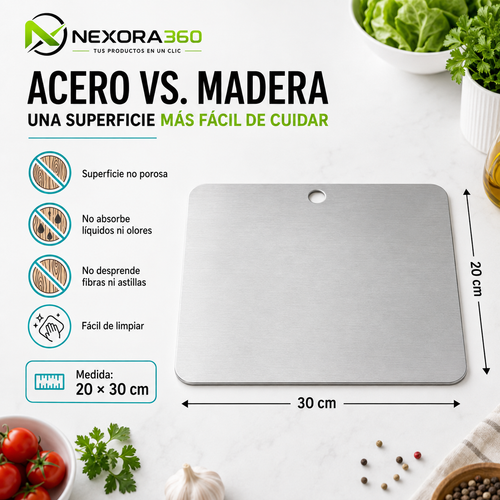 Tabla de Acero 20 × 30 cm: Más Limpia, Práctica y Fácil de Guardar