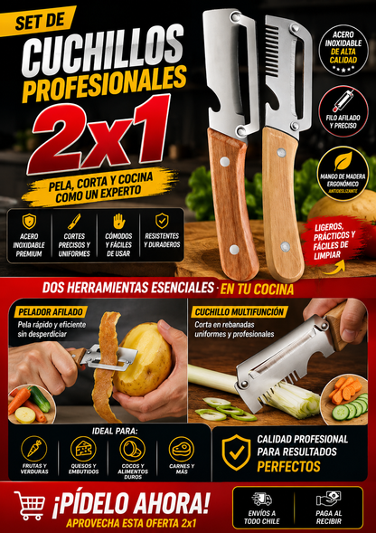 SET DE CUCHILLOS PROFESIONAL 2X1 / MÁS PRECISIÓN MENOS ESFUERZO