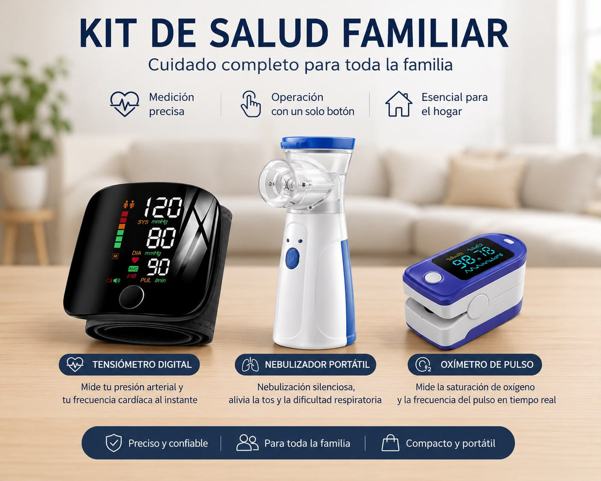 Kit Tensiómetro + Nebulizador + Oxímetro