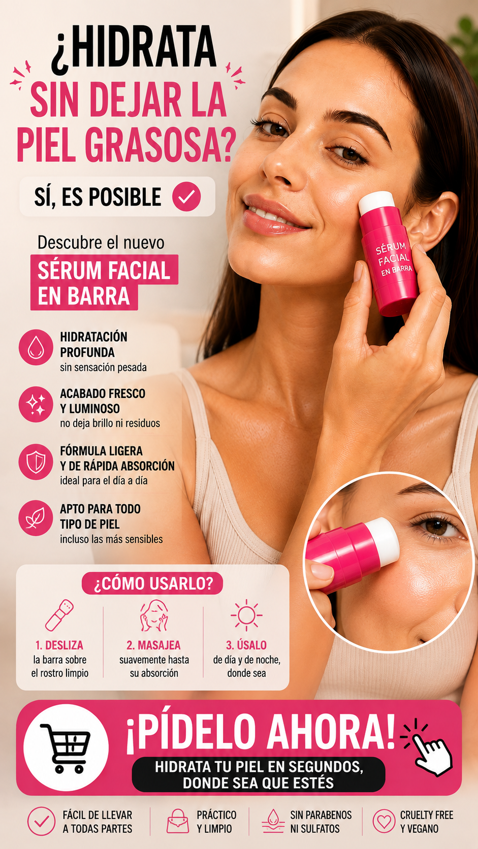 SÉRUM FACIAL EN BARRA HIDRATANTE Y REFRESCANTE