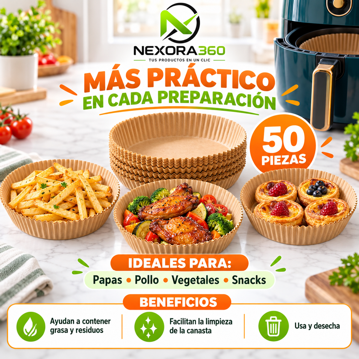 🔥 Pack de 50 Protectores para Freidora de Aire: ¡Cocina con Menos Suciedad!