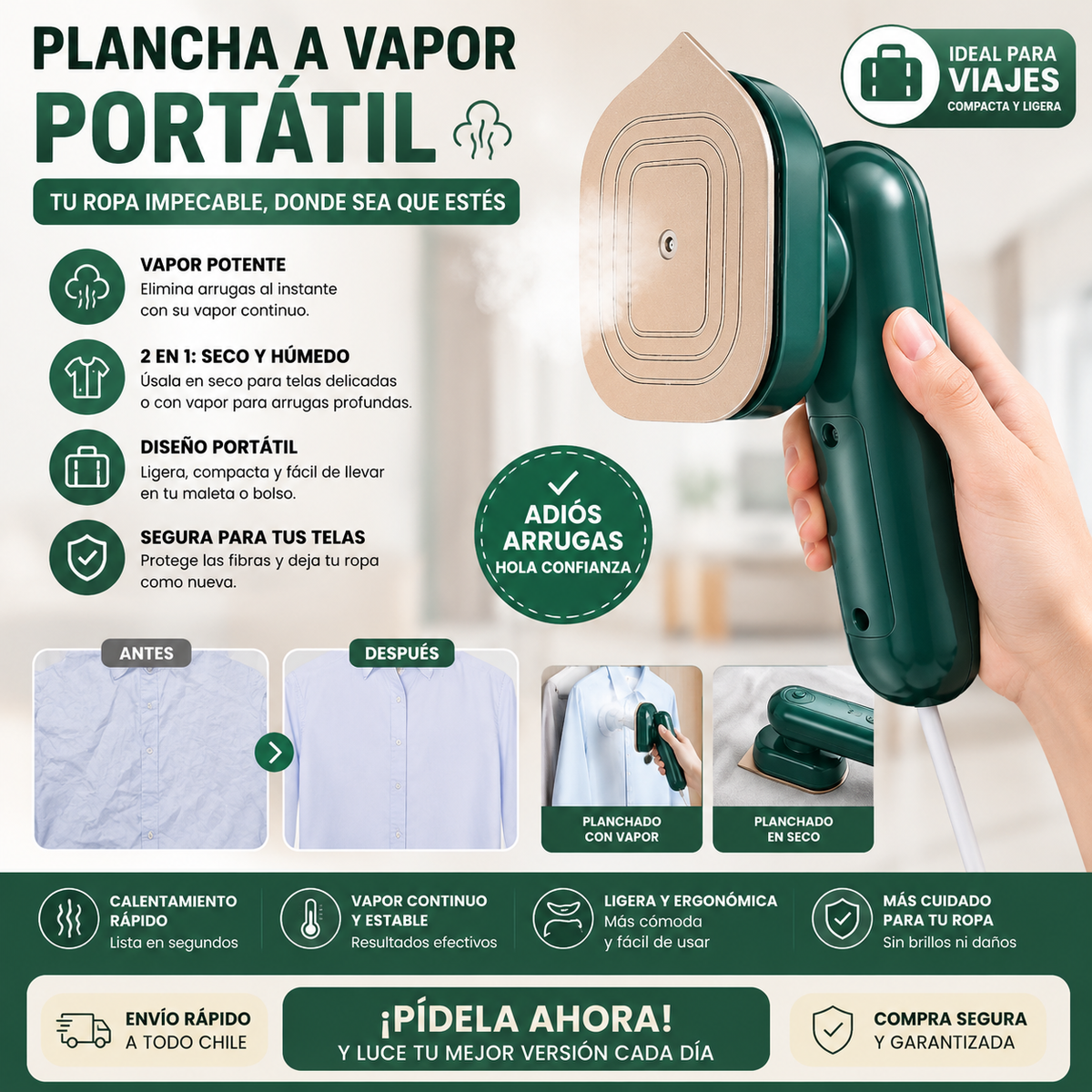 MINI PLANCHA A VAPOR PORTÁTIL