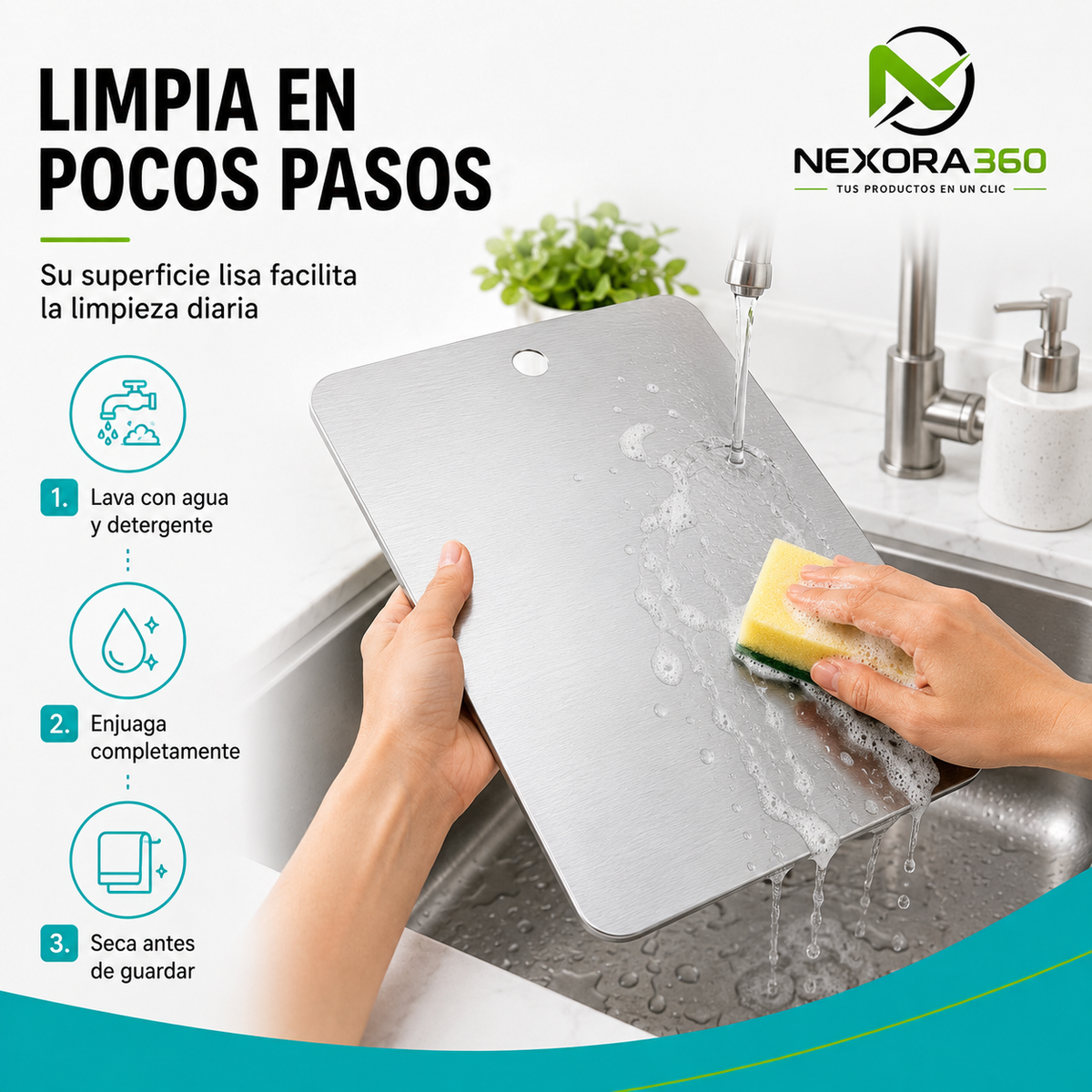 Tabla de Acero 20 × 30 cm: Más Limpia, Práctica y Fácil de Guardar