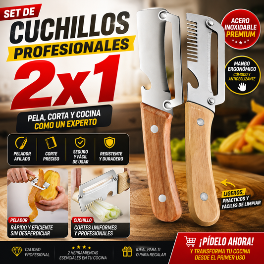 SET DE CUCHILLOS PROFESIONAL 2X1 / MÁS PRECISIÓN MENOS ESFUERZO