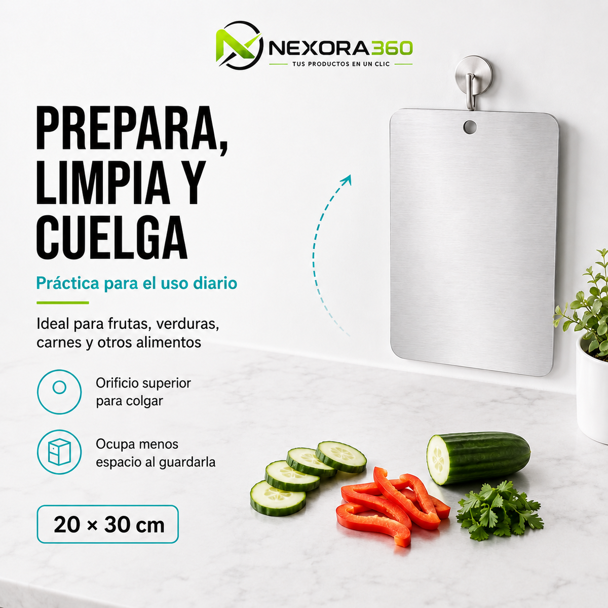 Tabla de Acero 20 × 30 cm: Más Limpia, Práctica y Fácil de Guardar